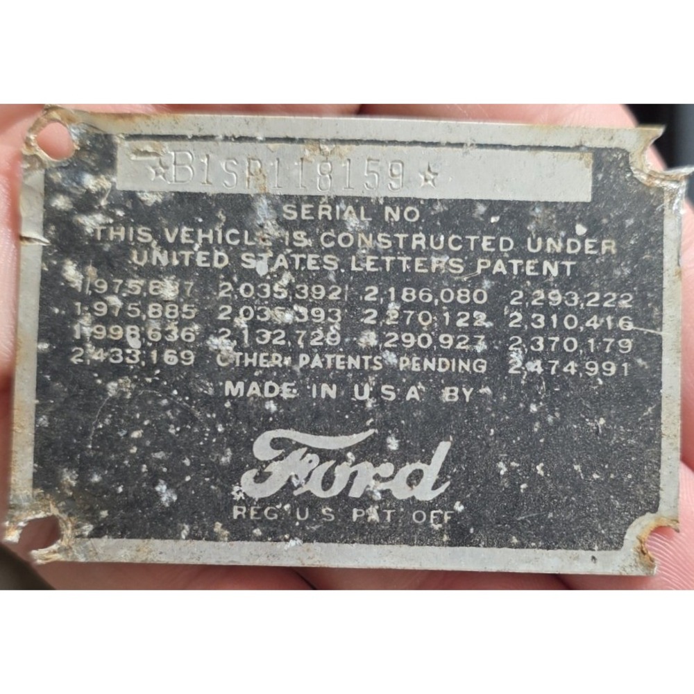 1951 Ford Data Tag Plate Car Coupe Sedan 1951 Original Part